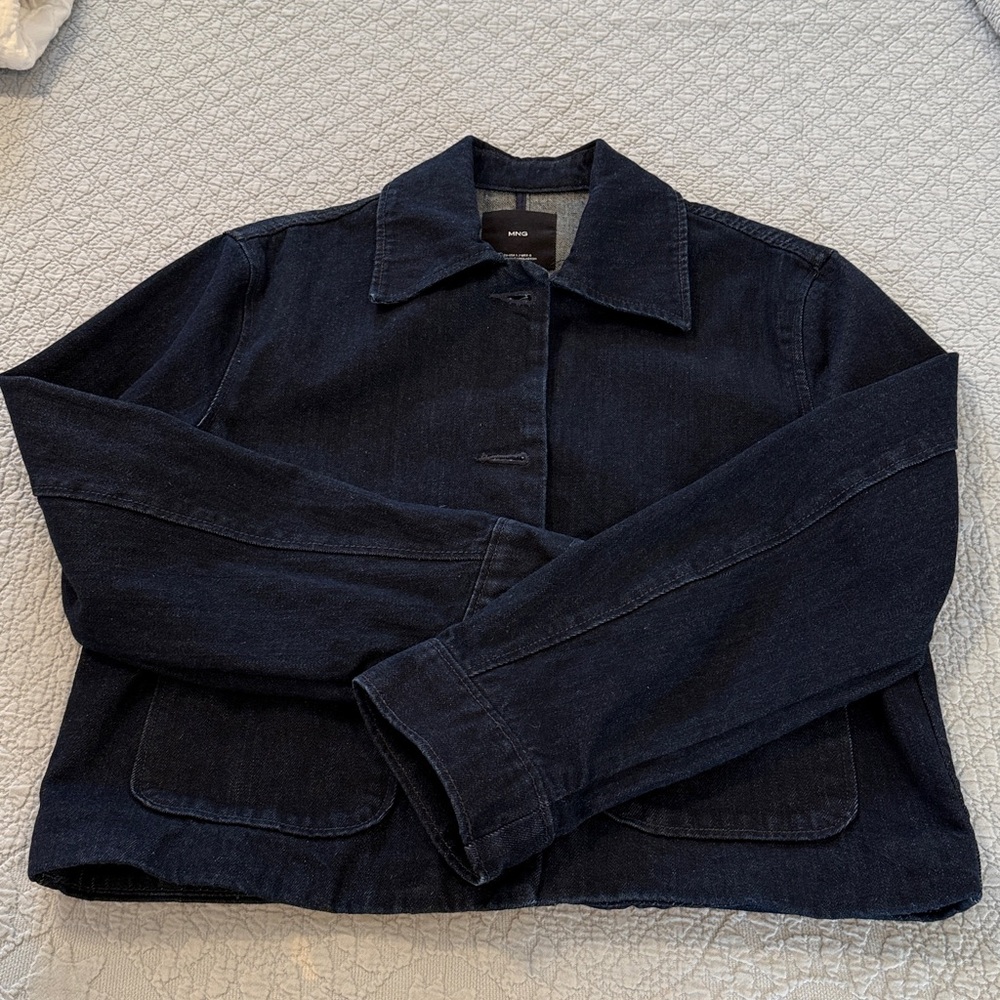 Mango Dark Navy Button-Front Denim Jacket - Picture 7 of 7